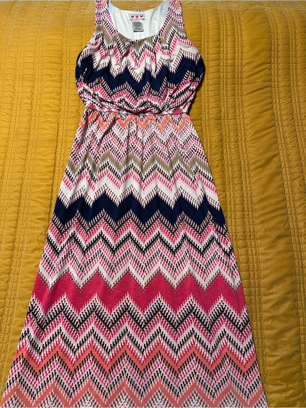 Trixxi Chevron Maxi Dress in Pink, Navy, White